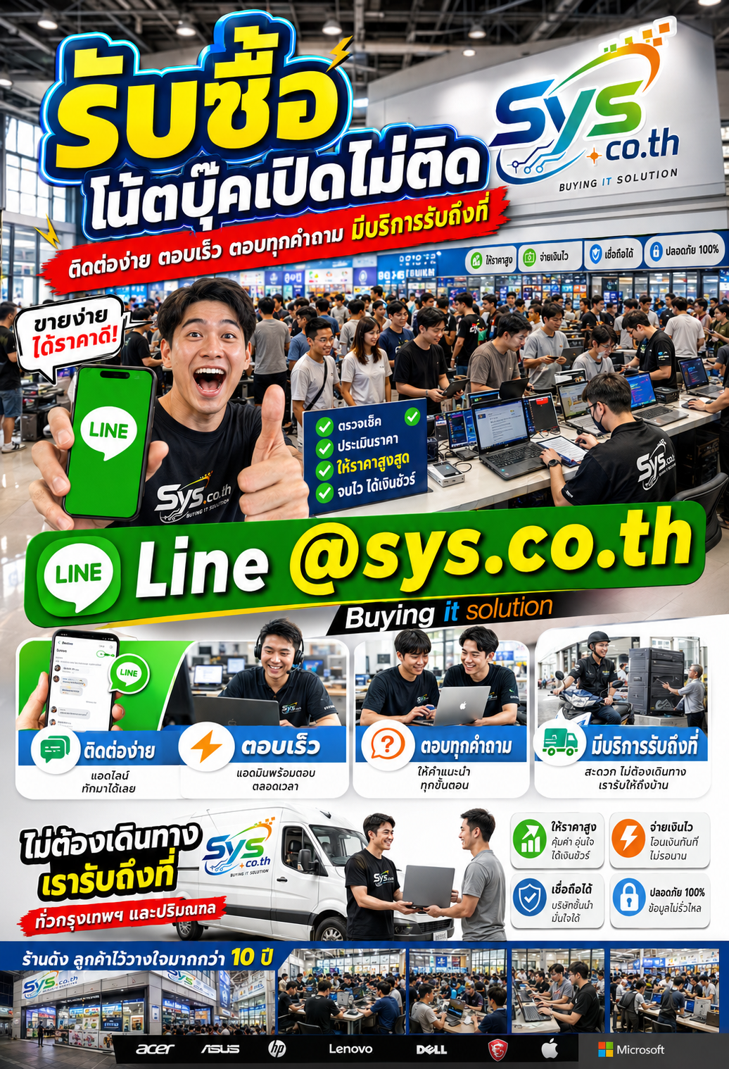 ติดต่อ LINE @sys.co.th เพื่อประเมินโน้ตบุ๊คเปิดไม่ติด