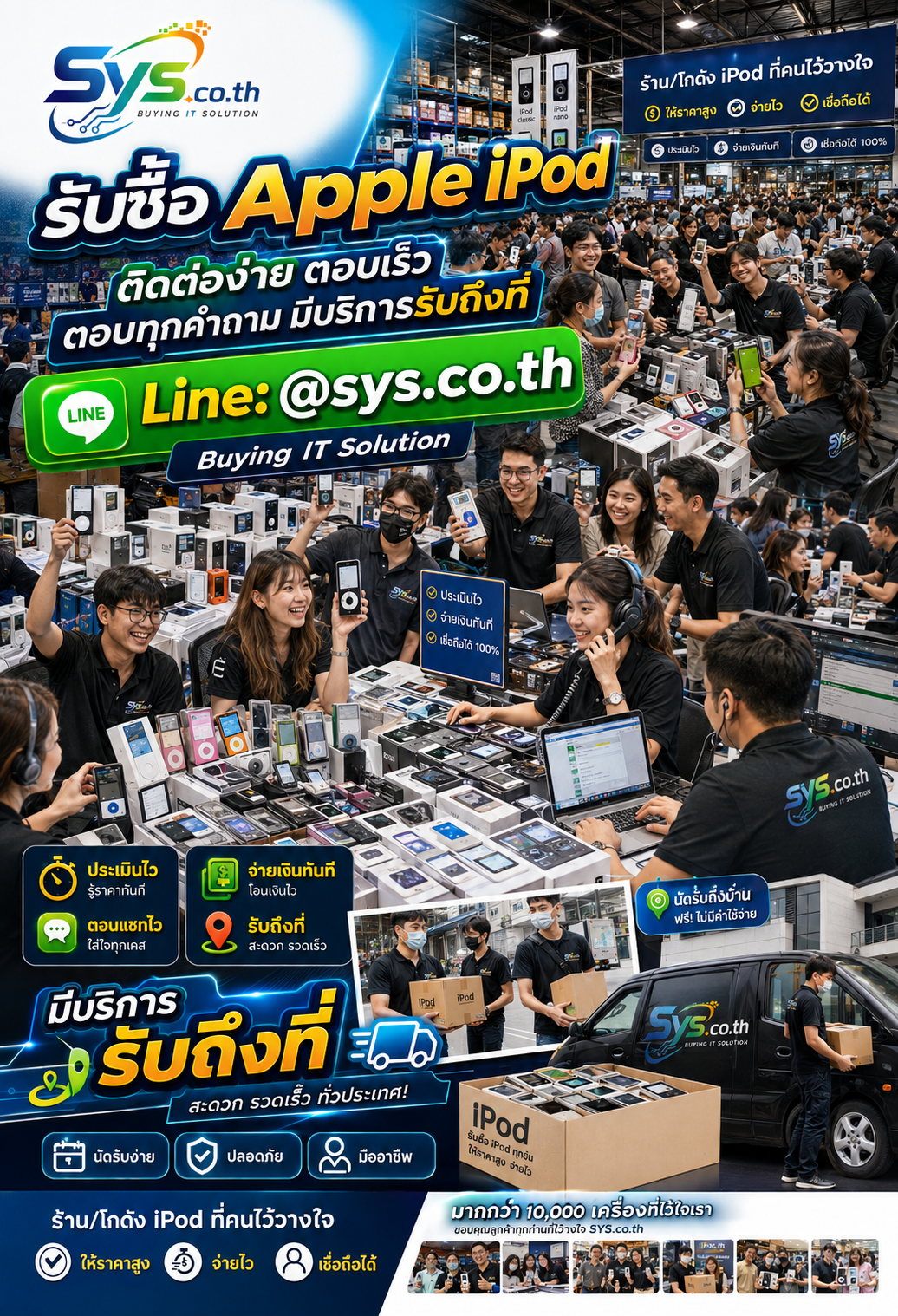 ติดต่อ LINE sys.co.th เพื่อส่งรูปประเมินราคา Apple iPod