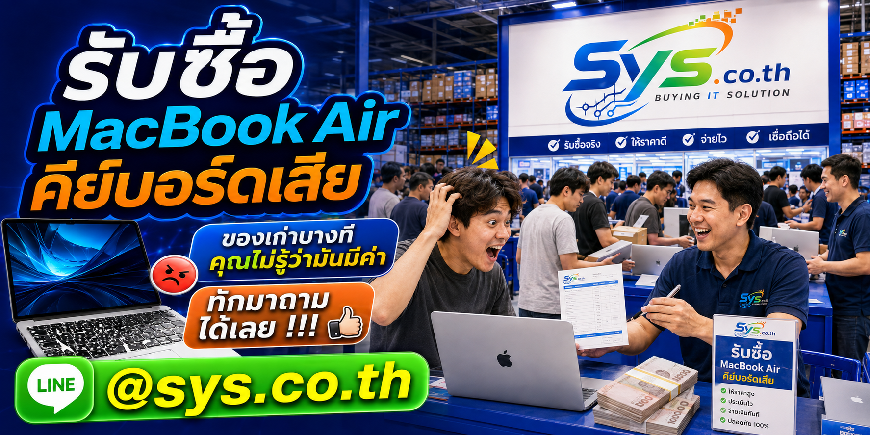 ทีมงาน sys.co.th รับซื้อ MacBook Air คีย์บอร์ดเสียและให้คำปรึกษา
