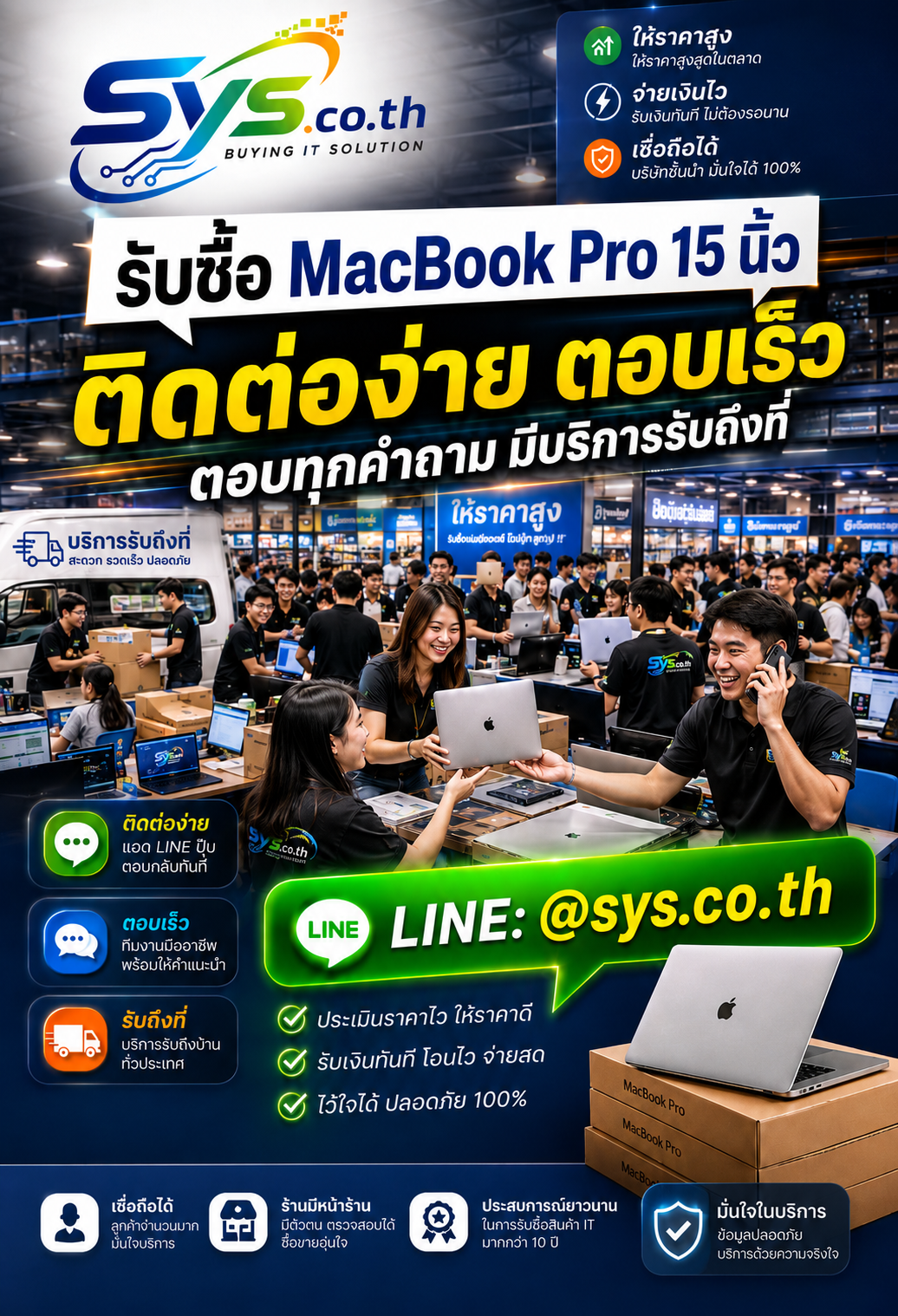 ติดต่อ LINE @sys.co.th เพื่อขาย MacBook Pro 15 นิ้ว มือสอง