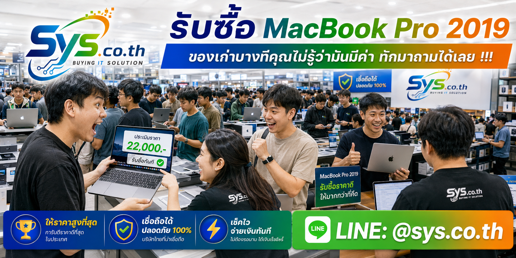 ทีมงาน sys.co.th รับซื้อ MacBook Pro 2019 มือสอง ประเมินและรับถึงที่