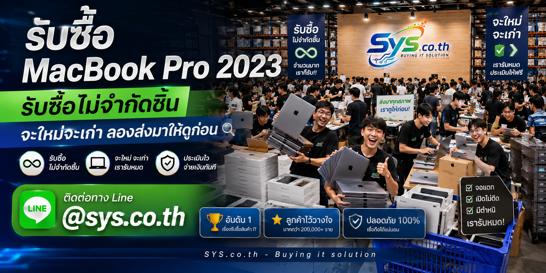 รับซื้อ MacBook Pro 2023 ไม่จำกัดจำนวน ทั้งเครื่องใหม่และเครื่องเก่า sys.co.th