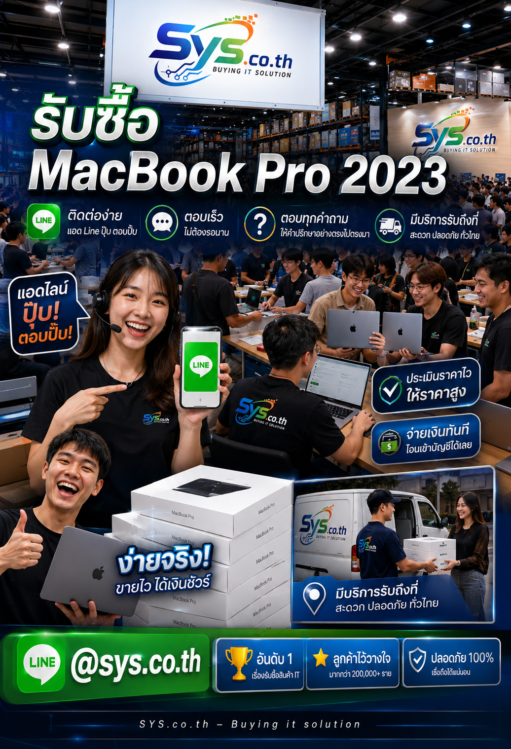 ติดต่อ LINE @sys.co.th เพื่อขาย MacBook Pro 2023