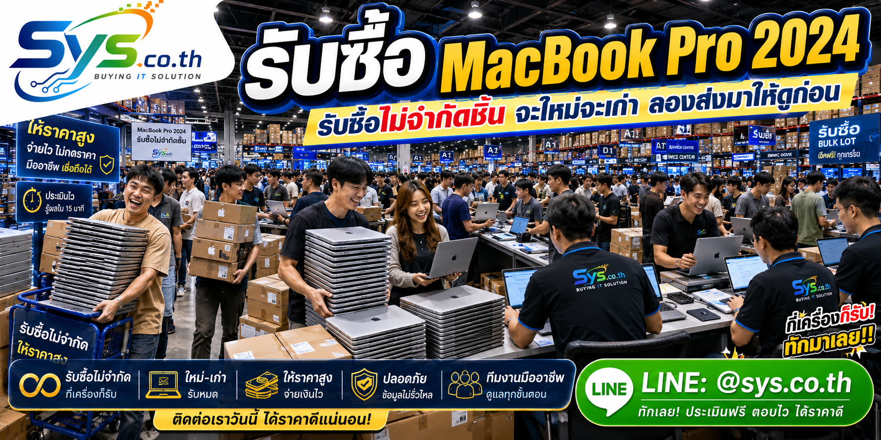 รับซื้อ MacBook Pro 2024 ไม่จำกัดชิ้น รายเครื่องและรายล็อต sys.co.th