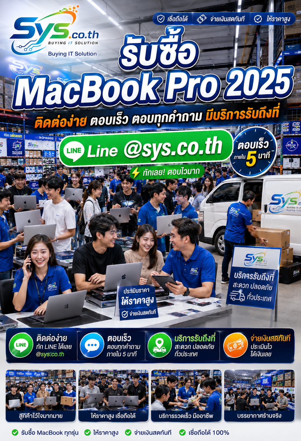 ติดต่อ LINE @sys.co.th เพื่อประเมินราคา MacBook Pro 2025