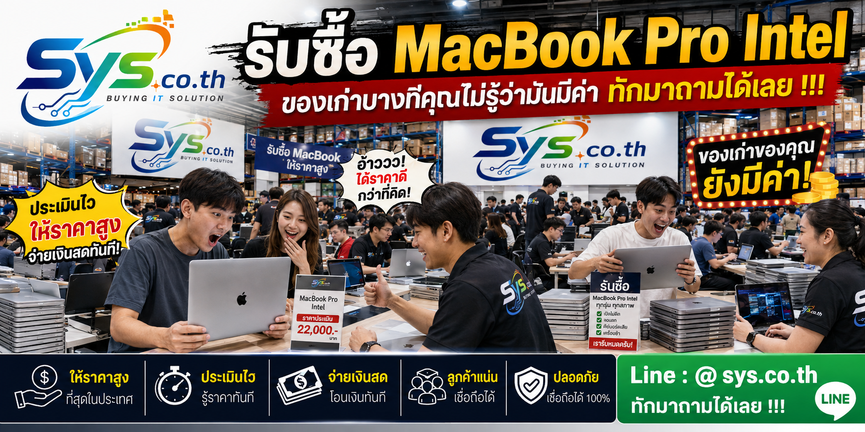 ทีมงาน sys.co.th รับซื้อ MacBook Pro Intel จำนวนมากและงานเหมาองค์กร