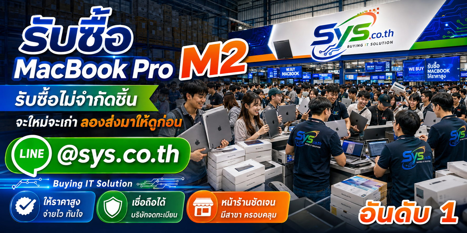 รับซื้อ MacBook Pro M2 ไม่จำกัดจำนวน ประเมินตามสภาพโดย sys.co.th