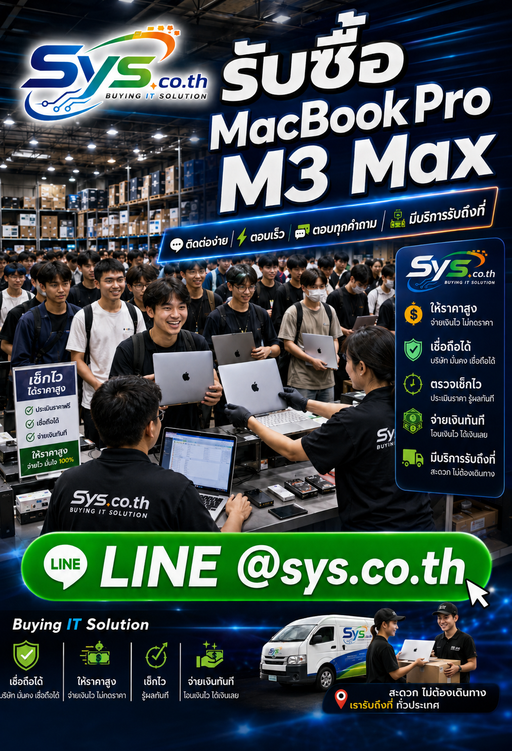 ติดต่อ LINE @sys.co.th เพื่อขาย MacBook Pro M3 Max