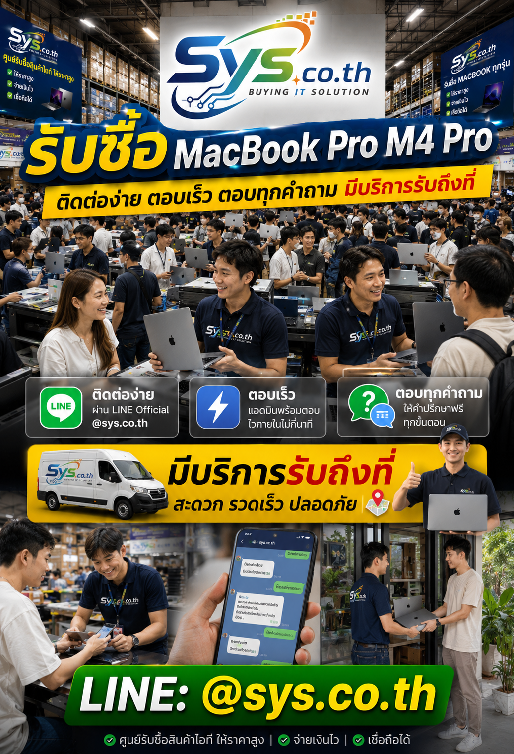 ติดต่อ LINE sys.co.th เพื่อขาย MacBook Pro M4 Pro