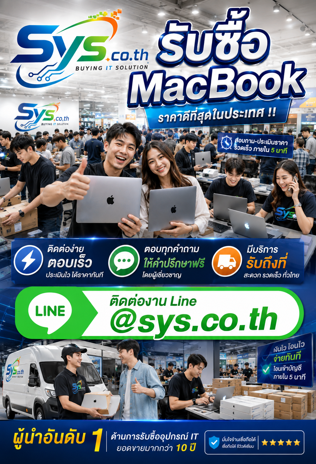 ติดต่อ LINE sys.co.th เพื่อประเมินราคารับซื้อ MacBook