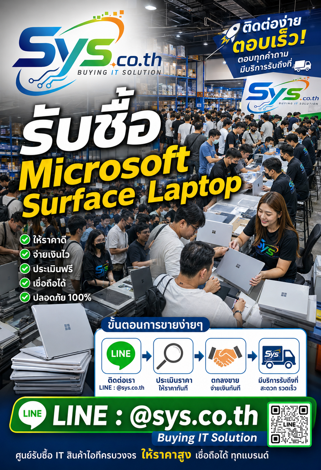 ติดต่อ LINE sys.co.th รับซื้อ Microsoft Surface Laptop