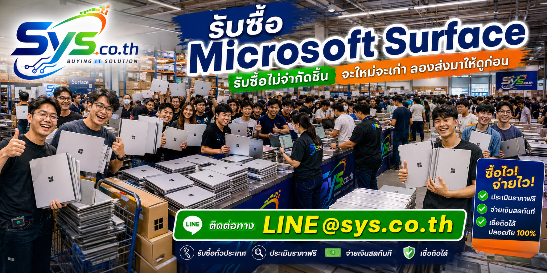 รับซื้อ Microsoft Surface ให้ราคาดี ไม่จำกัดชิ้น โดย sys.co.th