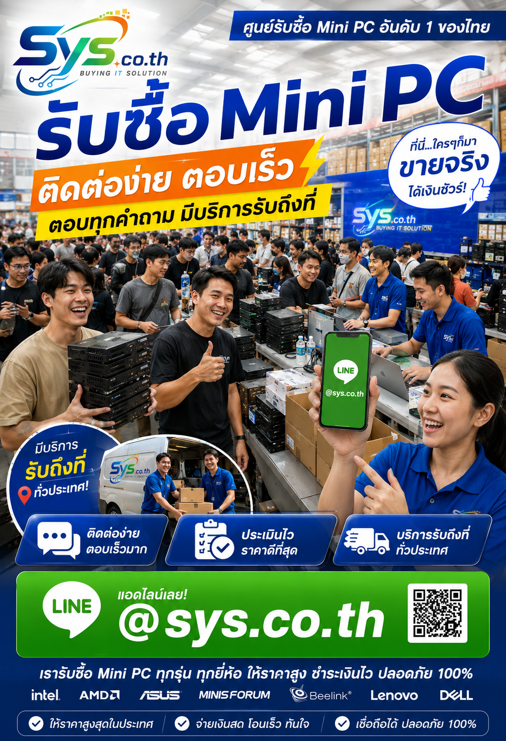 ติดต่อ LINE @sys.co.th เพื่อขาย Mini PC มือสองและงานเหมา