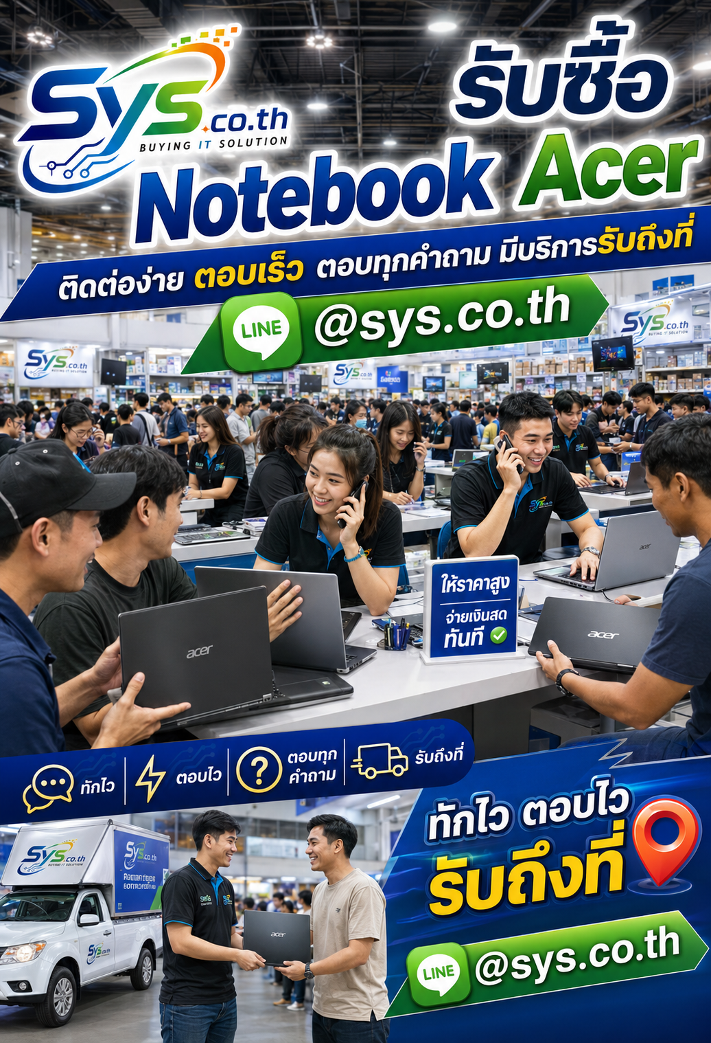 ติดต่อ LINE @sys.co.th เพื่อขาย Notebook Acer