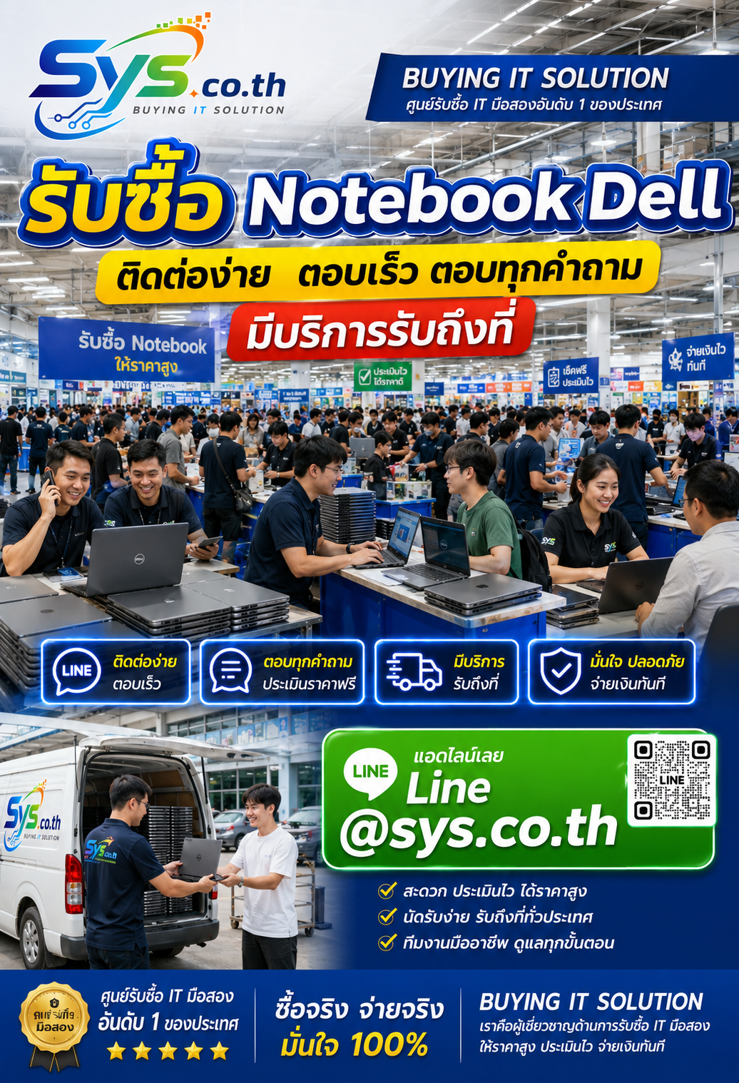 ติดต่อ LINE @sys.co.th เพื่อประเมินราคารับซื้อ Notebook Dell