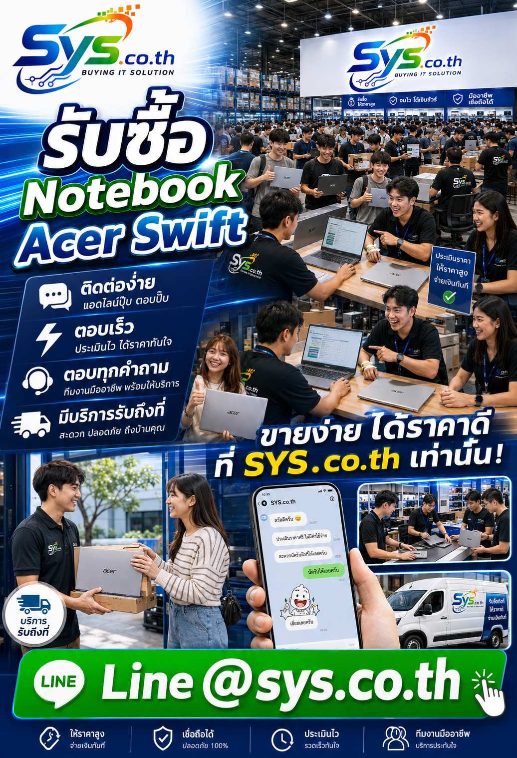 ติดต่อ LINE sys.co.th เพื่อขาย Notebook Acer Swift