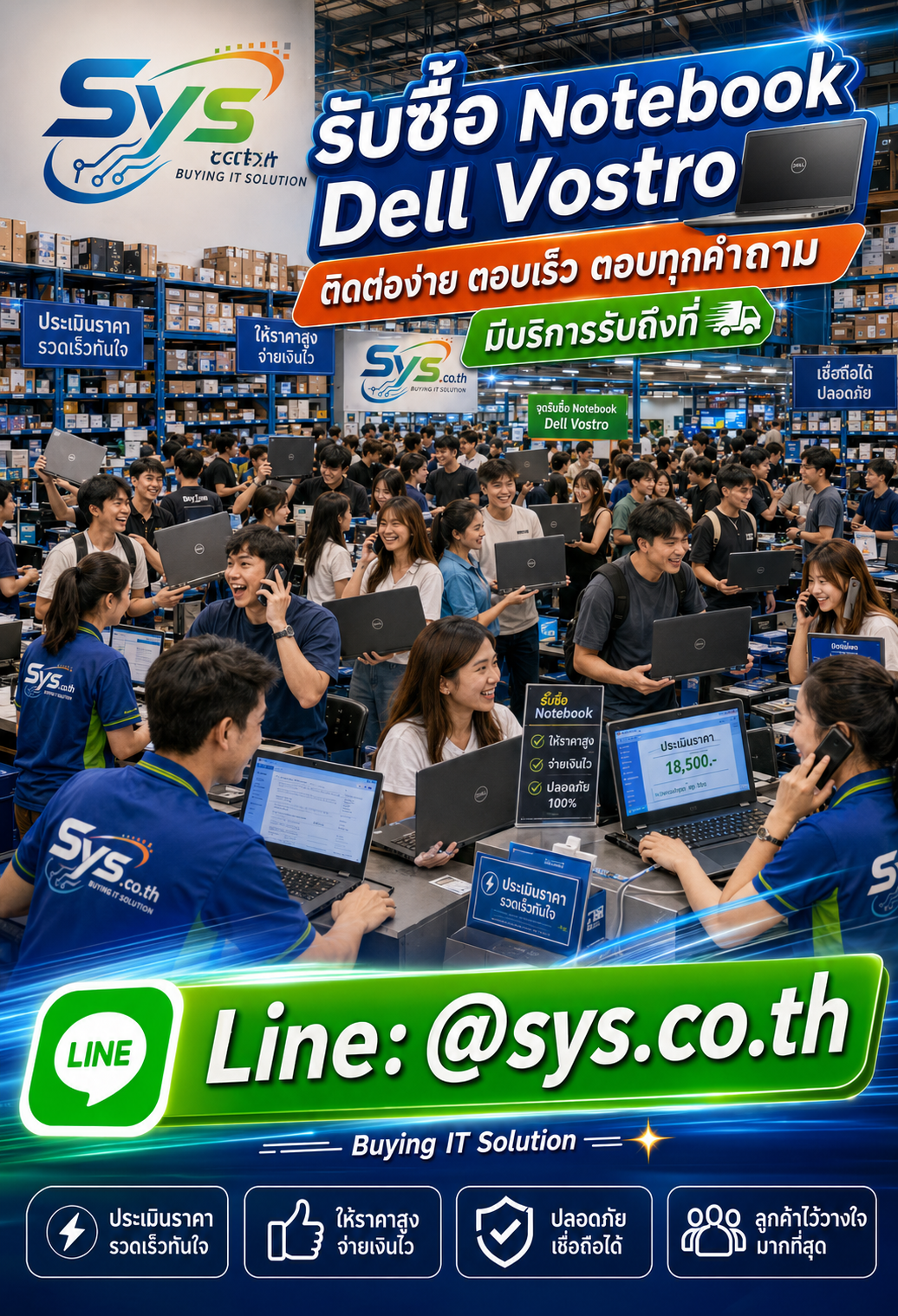 ติดต่อ LINE sys.co.th รับซื้อ Notebook Dell Vostro