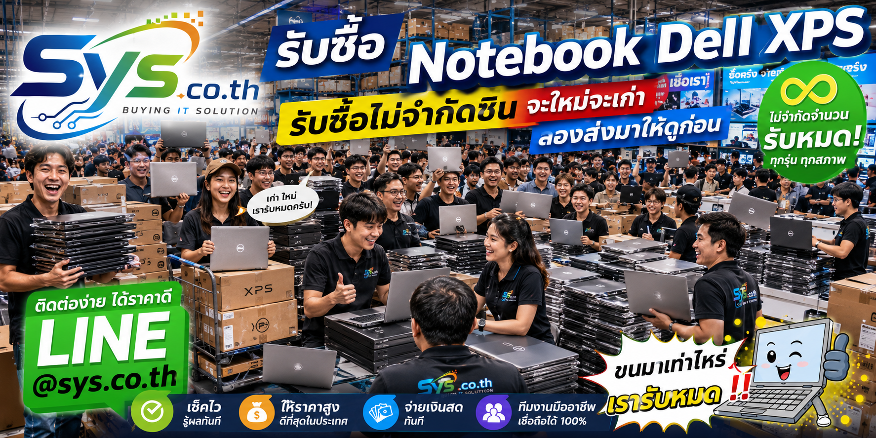 โกดังรับซื้อ Notebook Dell XPS ไม่จำกัดจำนวน โดย sys.co.th