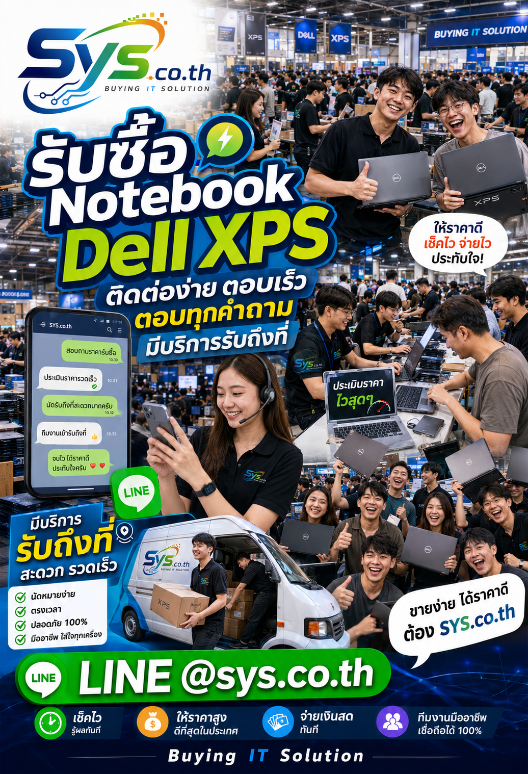 ติดต่อ LINE @sys.co.th เพื่อประเมินราคารับซื้อ Notebook Dell XPS