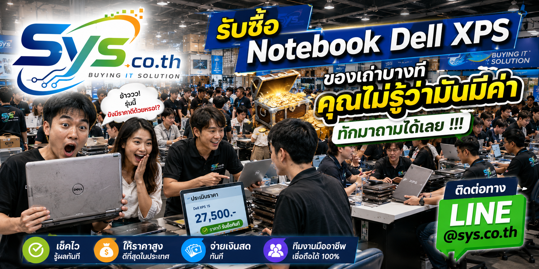 ทีมงาน sys.co.th รับซื้อ Notebook Dell XPS มือสองและประเมินราคาตามสภาพ
