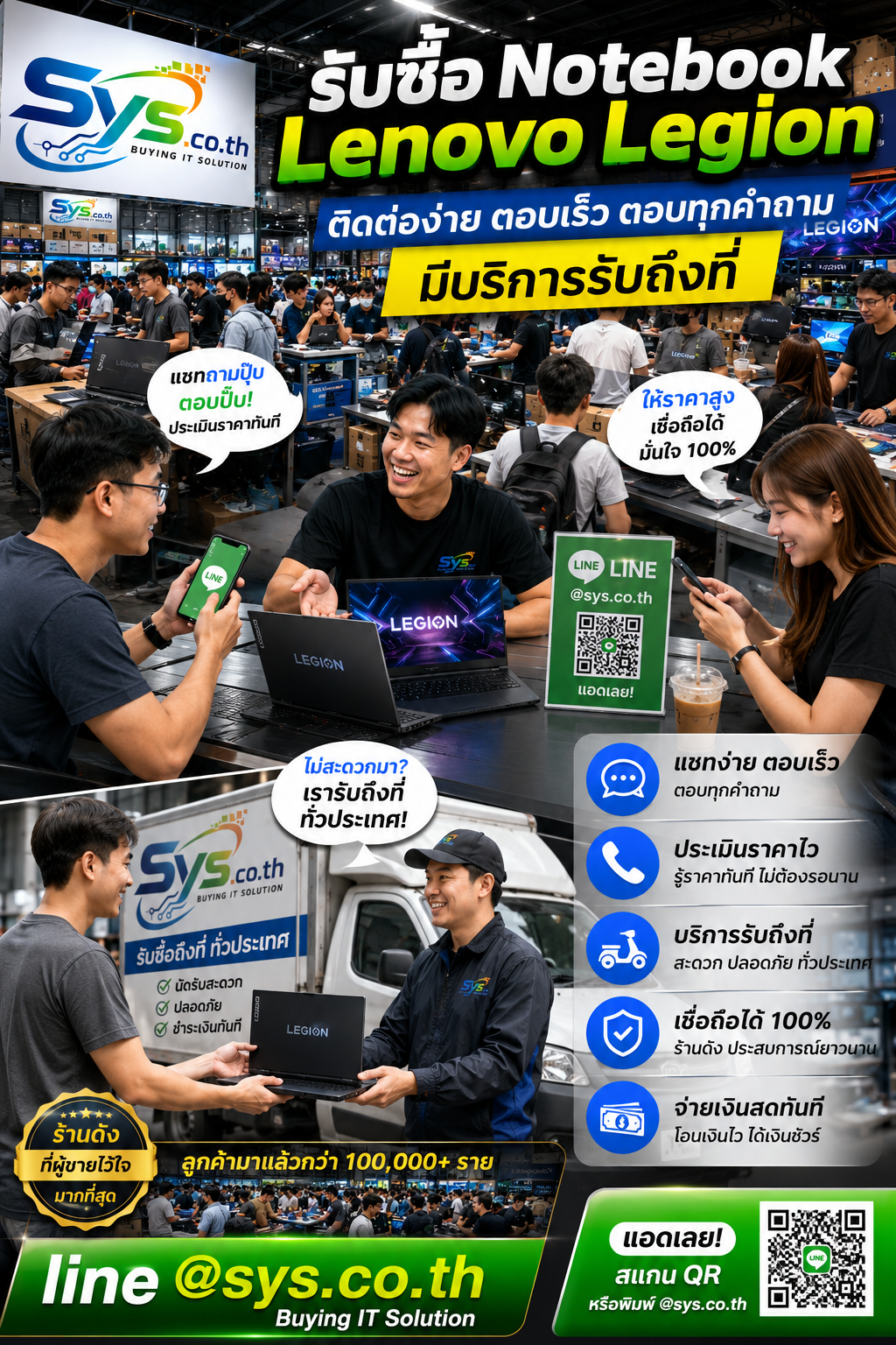ติดต่อ LINE @sys.co.th เพื่อประเมินราคา Notebook Lenovo Legion