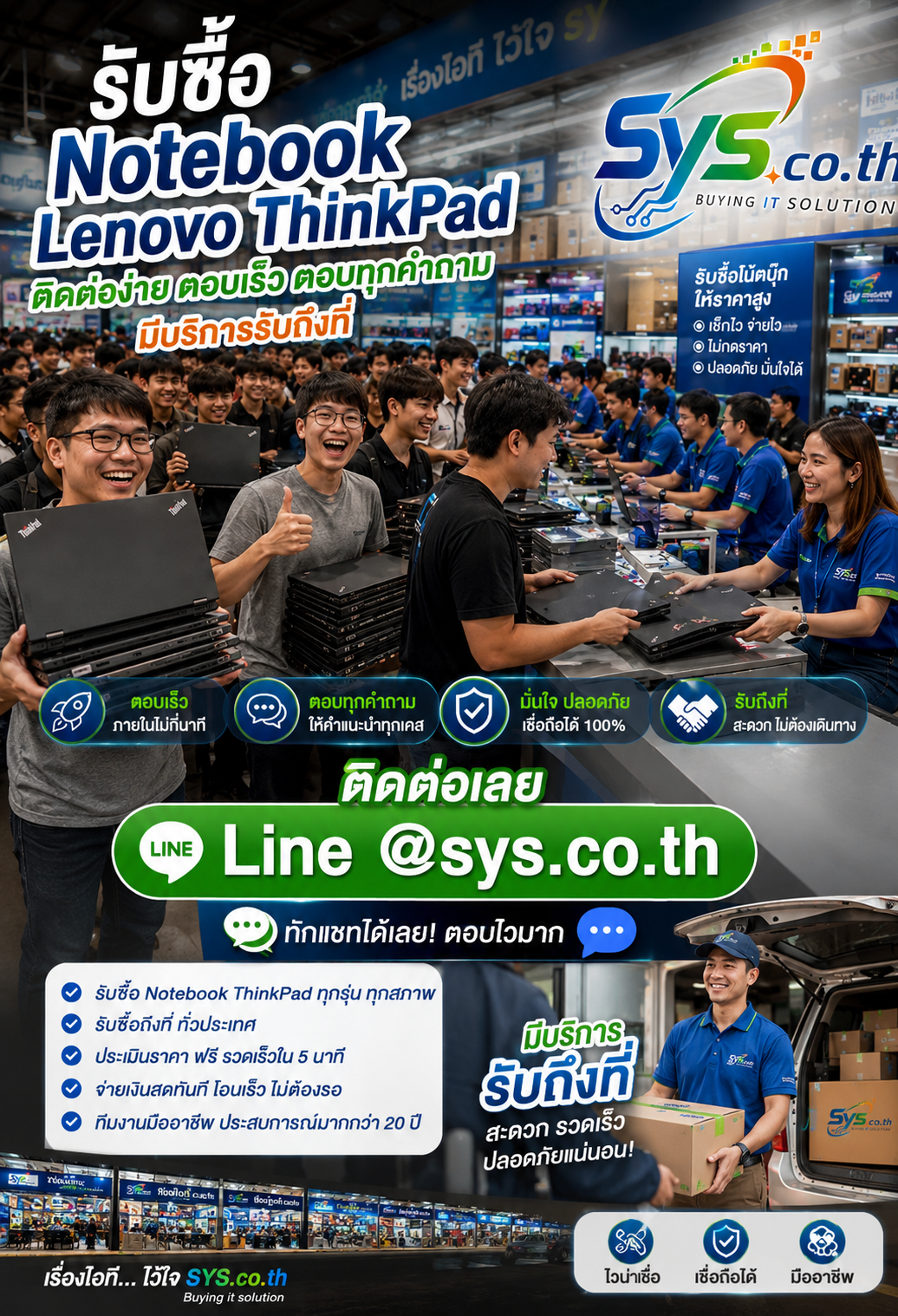 ติดต่อ LINE @sys.co.th เพื่อขาย Notebook Lenovo ThinkPad