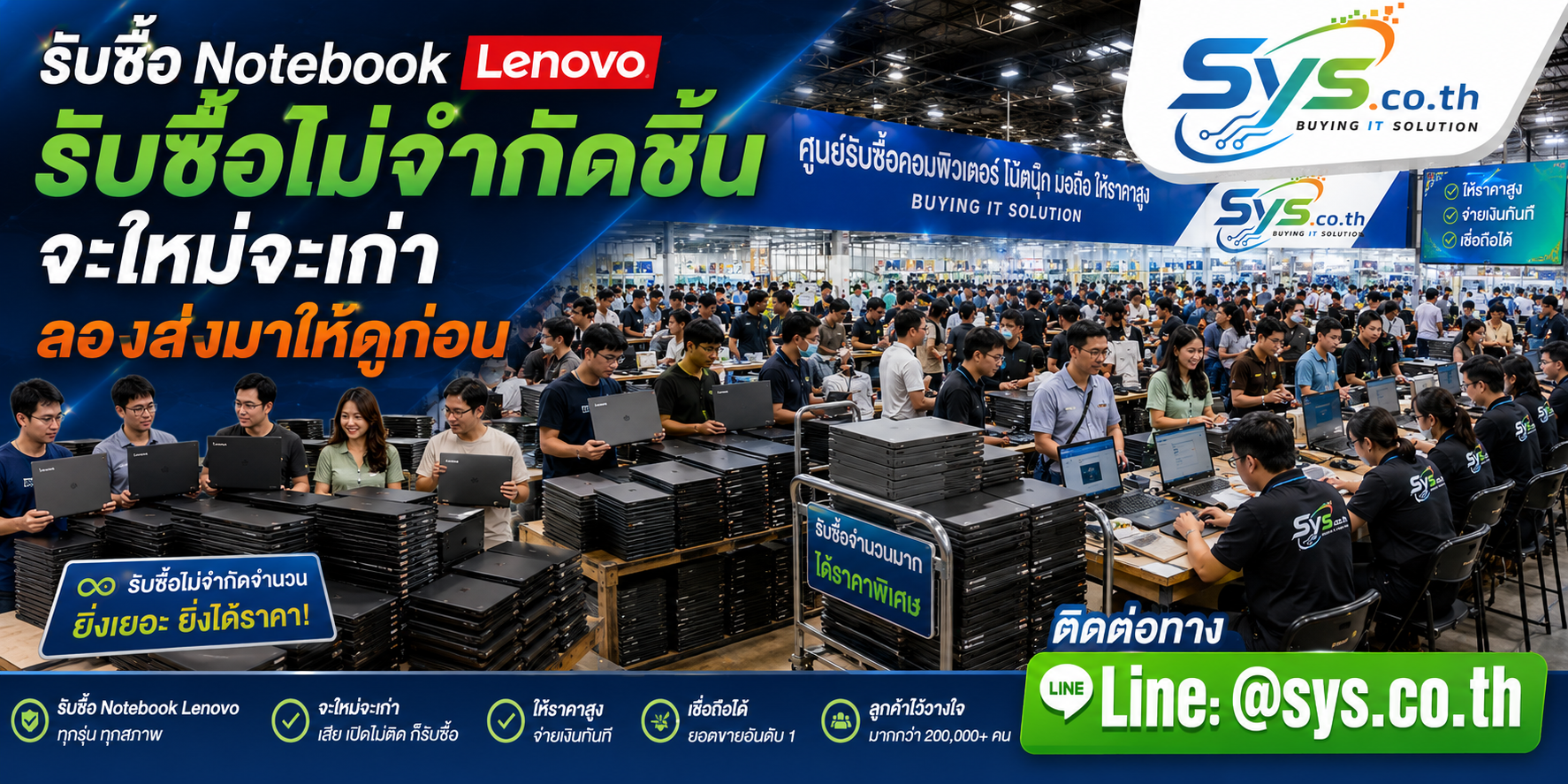 รับซื้อ Notebook Lenovo จำนวนมาก รับซื้อเหมาและรับถึงที่ sys.co.th