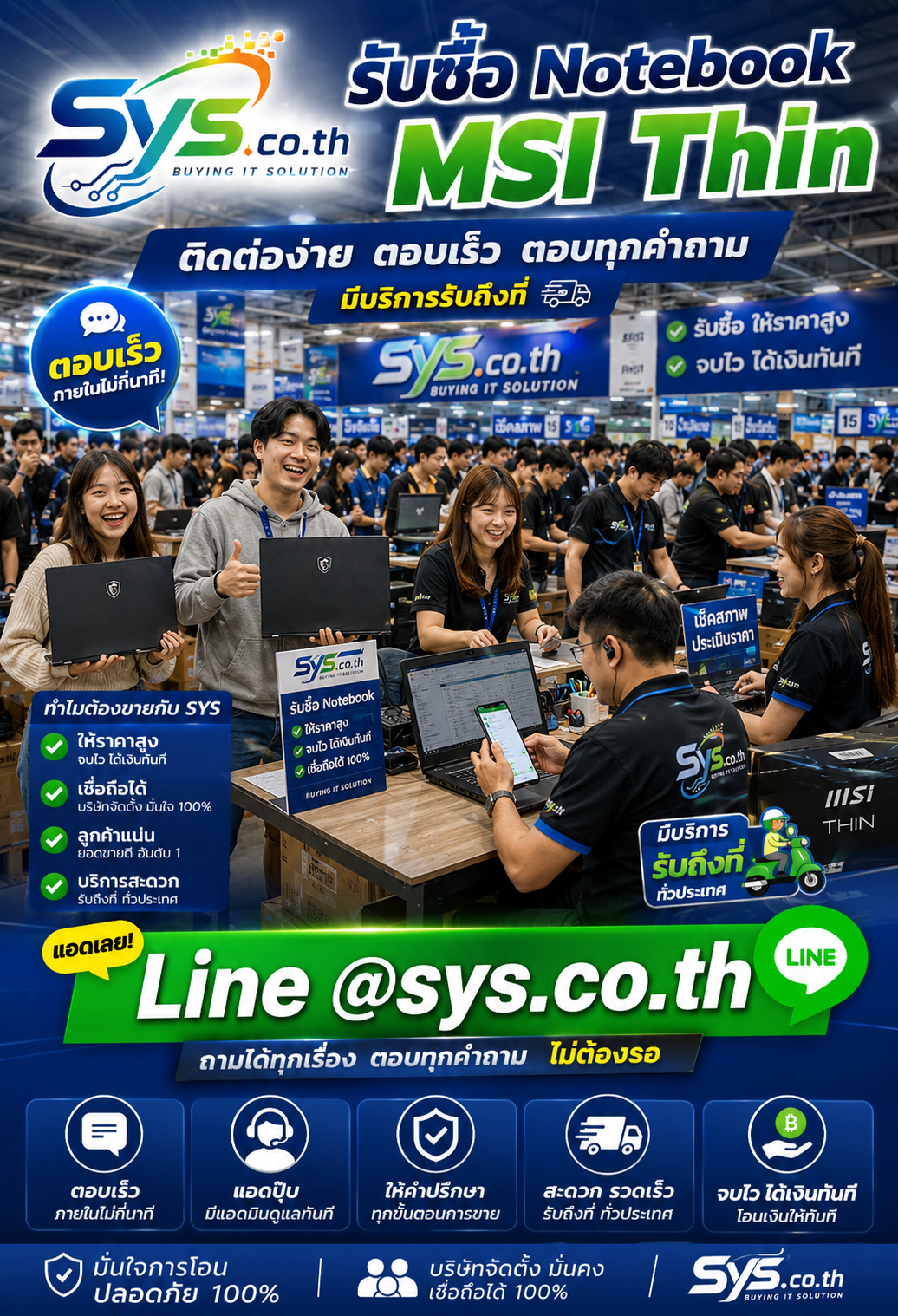 ติดต่อ LINE @sys.co.th เพื่อประเมินราคา Notebook MSI Thin