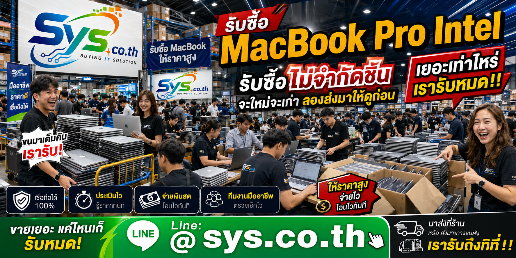 โกดังรับซื้อ MacBook Pro Intel รายเครื่องและจำนวนมาก sys.co.th